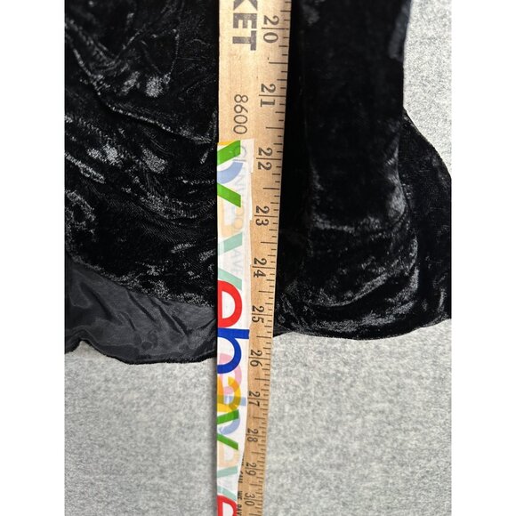 Vintage Size 12 Velvet Top Witchy Whimsygoth Black Long Sleeve Button Sweetheart - Picture 7 of 13